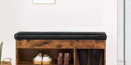 Shoe Storage Bench with Padded Cushion,Flip-Open Storage Box and Adjustable Shelf for Entryway and Living Room