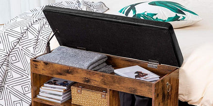 Shoe Storage Bench with Padded Cushion,Flip-Open Storage Box and Adjustable Shelf for Entryway and Living Room