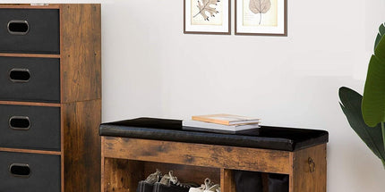 Shoe Storage Bench with Padded Cushion,Flip-Open Storage Box and Adjustable Shelf for Entryway and Living Room