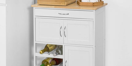 Kitchen Trolley with Wine Racks, Portable Workbench and Serving Cart for Bar or Dining