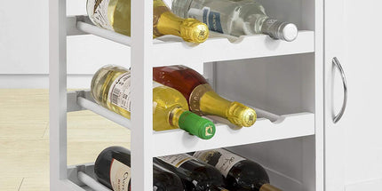 Kitchen Trolley with Wine Racks, Portable Workbench and Serving Cart for Bar or Dining