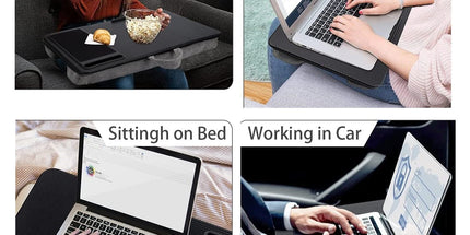 Portable Laptop Desk with Device Ledge, Mouse Pad and Phone Holder for Home Office (Black, 40cm)