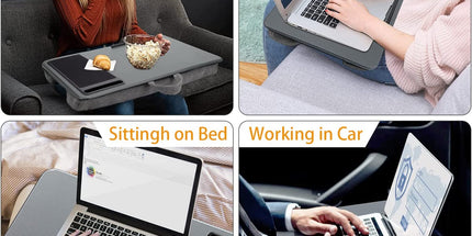 Portable Laptop Desk with Device Ledge, Mouse Pad and Phone Holder for Home Office (Silver, 40cm)