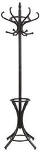 Brown Coat Rack with Stand Wooden Hat and 12 Hooks Hanger Walnut tree