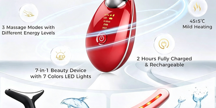 Rejuvenation Massager Neck Anti Wrinkle Face Beauty Device Skin Lifting Tighten Red