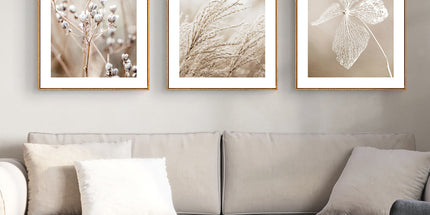 Wall Art 60cmx90cm Dried Flower 3 Sets Wood Frame Canvas