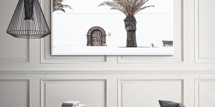 Wall Art 60cmx90cm European Palm Tree White Frame Canvas