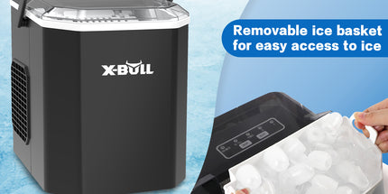 X-BULL Ice Maker Machine Commercial Portable  Ice Cube 2.2L Home Bar Benchtop Black