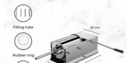 Kitchee 7L Manual Horizontal Sausage Filler - Stainless Stuffer Meat Press Machine