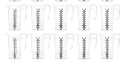 20x 1L Measuring Jug Heavy Duty Clear Plastic Propylene Food Grade BPA 5 Pro-Jug