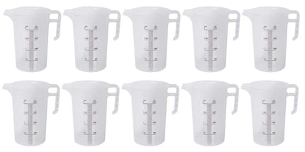 10x 2L Measuring Jug Heavy Duty Clear Plastic Propylene Food Grade BPA 5 Pro-Jug