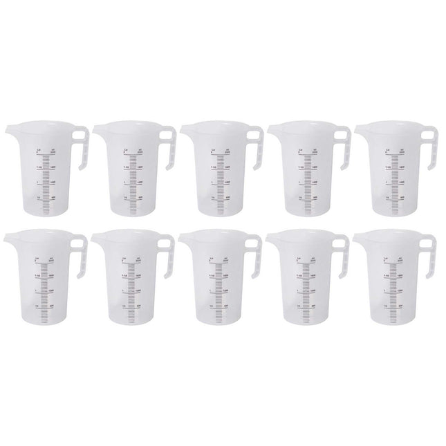 10x 2L Measuring Jug Heavy Duty Clear Plastic Propylene Food Grade BPA 5 Pro-Jug