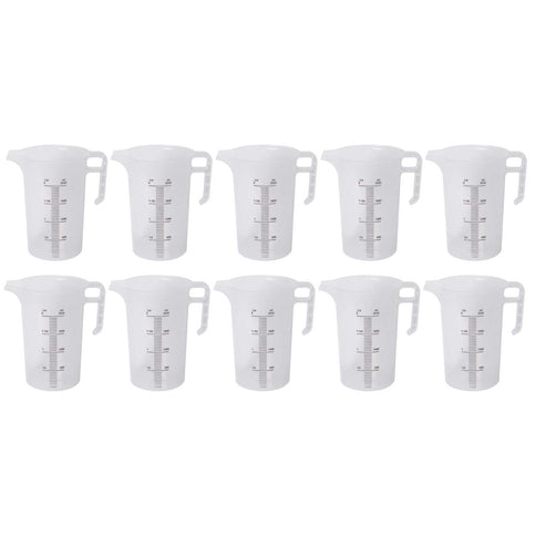 10x 2L Measuring Jug Clear Plastic Propylene Food Grade BPA 5 Pro-Jug
