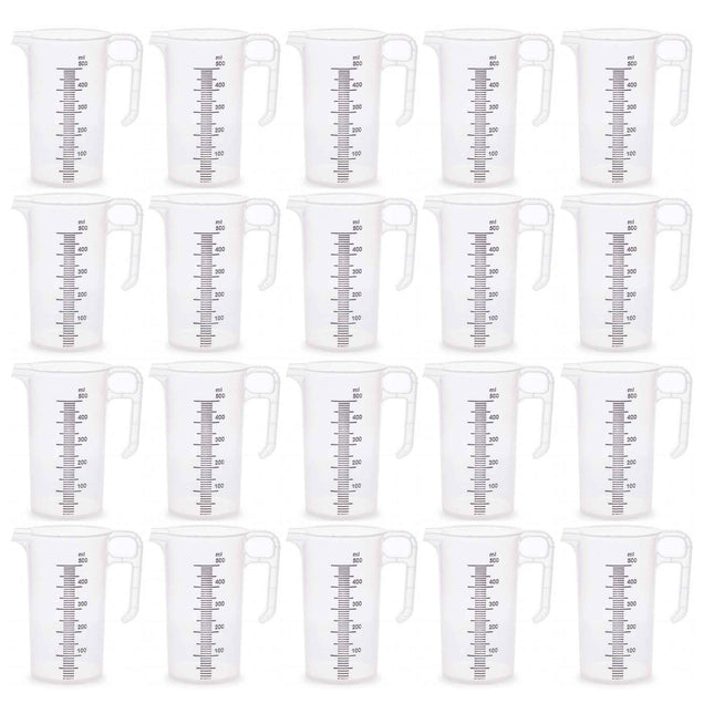 20x 500ml Measuring Jug Strong Clear Plastic Propylene BPA 5 Food Grade Pro-Jug