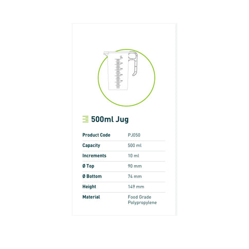 20x 500ml Measuring Jug Strong Clear Plastic Propylene BPA 5 Food Grade
