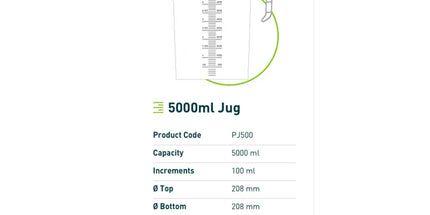 10x 5L Measuring Jug Heavy Duty Clear Plastic Propylene Food Grade BPA 5 Pro-Jug