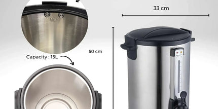 Kitchee 15L Electric Water Boiler - Stainless Steel Commercial Hot Liquid Urn