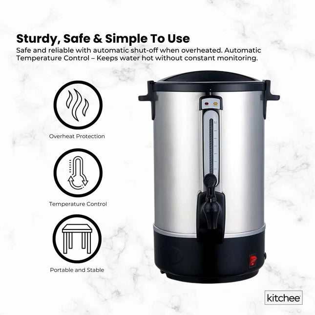 Kitchee 20L Electric Water Boiler Stainless Steel Commercial Urn