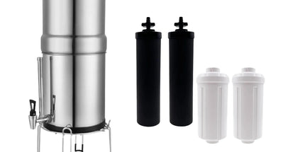 Orku 23L Gravity Benchtop Water Filter System with Gauge - Stainless Steel