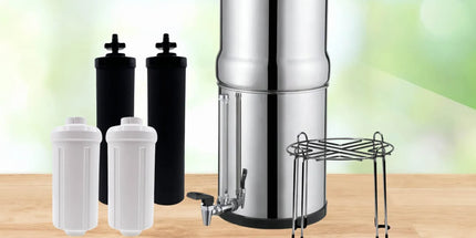 Orku 23L Gravity Benchtop Water Filter System with Gauge - Stainless Steel