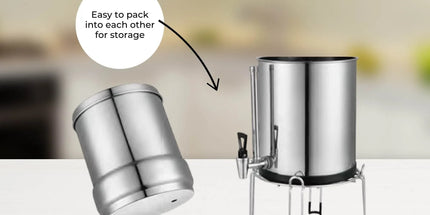 Orku 23L Gravity Benchtop Water Filter System with Gauge - Stainless Steel