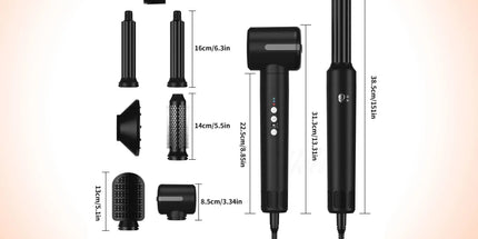Ellie & Ruby 7-in-1 Hot Air Hair Styler 1400W Dryer Brush Curler Black