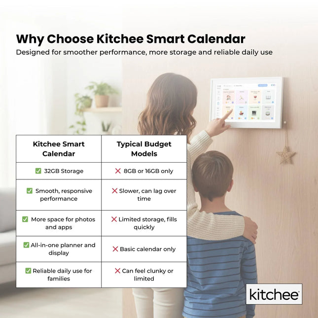 Kitchee 10" Digital Calendar Smart Family Planner - 25.5cm Touchscreen White