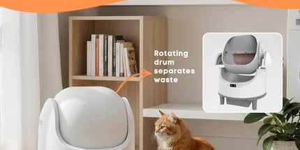 Rooster Farms Smart Cat Litter Box Automatic WiFi Self Cleaning Tray 68L