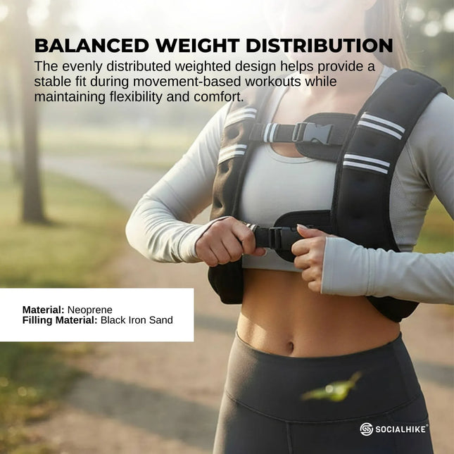 Social Hike 8Kg Weighted Vest Adjustable Fit For Running Walking Training