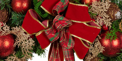 Christabelle 56cm Christmas Wreath Lush Green Holiday Door Wreath with Red Berries, Baubles & Pine Cones Pre-Decorated Festive Wall or Front Door Decoration
