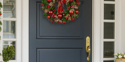 Christabelle 56cm Christmas Wreath Lush Green Holiday Door Wreath with Red Berries, Baubles & Pine Cones Pre-Decorated Festive Wall or Front Door Decoration