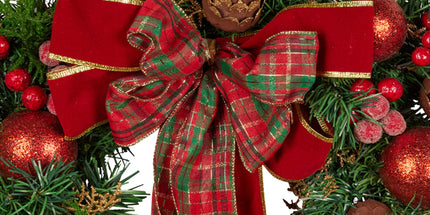 Christabelle Stunning 71cm Christmas Wreath Lush Red Baubles Berries Pine Cones and Bow Front Door Decoration