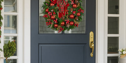 Christabelle Stunning 71cm Christmas Wreath Lush Red Baubles Berries Pine Cones and Bow Front Door Decoration