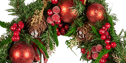 Christabelle 1.85m Christmas Garland with Red Berries Pine Cones Baubles Bows Tree Decoration Ornament
