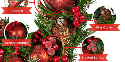 Christabelle 1.85m Christmas Garland with Red Berries Pine Cones Baubles Bows Tree Decoration Ornament