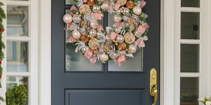 Christabelle 71cm Christmas Wreath Lush Pink Front Door Decoration Jewelled Baubles Flowers Pine Cones Ribbons Ornaments