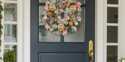 Christabelle 56cm Christmas Wreath Lush Pink Front Door Decoration Jewelled Baubles Flowers Pine Cones Ribbons Ornaments