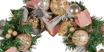 Christabelle Premium 1.8m Christmas Garland Jewelled Baubles & Berries Tree Decoration Ornament Pink Silver Gold