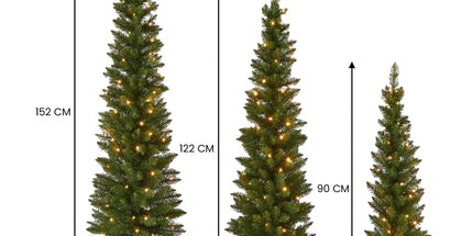 Christabelle Set of 3 Pre-Lit Christmas Trees Green Pine w/LED Lights, Hessian Base & Individual Plugs Varying Heights
