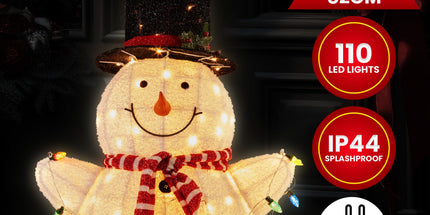Christabelle 82cm Sitting Snowman Christmas Display with Lights