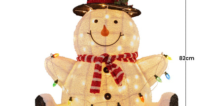 Christabelle 82cm Sitting Snowman Christmas Display with Lights