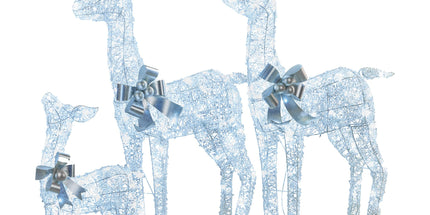 Christabelle Christmas Reindeer Display Set 3 Indoor & Outdoor Decorations Acrylic Beads Cool White LED Lights Silver