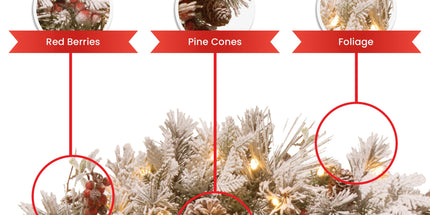 Christabelle 61cm Snowy Christmas Wreath Bedford with LED Lights Front Door Decoration Ornament