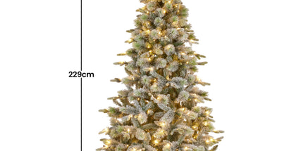 National Tree Company Snowy Stamford Spruce 7.5ft Christmas Tree Multi Functional White Coloured LED Lights & Foot Pedal