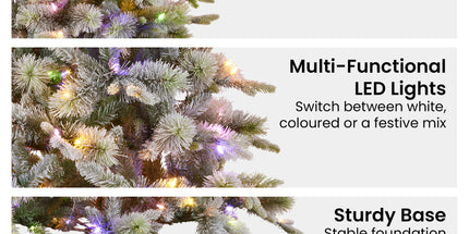 National Tree Company Snowy Stamford Spruce 7.5ft Christmas Tree Multi Functional White Coloured LED Lights & Foot Pedal