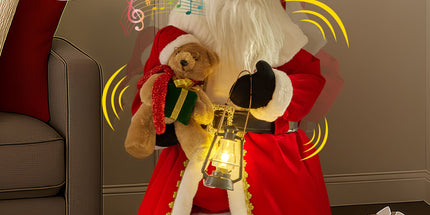 Christabelle 1.1m Musical Led Animated Christmas Santa Claus Lantern Decoration