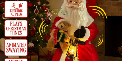Christabelle 1.1m Musical Led Animated Christmas Santa Claus Lantern Decoration