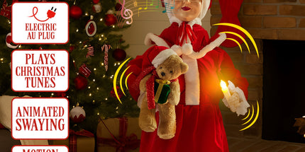 Christabelle 1.1m Musical LED Animated Christmas Mrs Claus Glowing Candle Ornament Decoration
