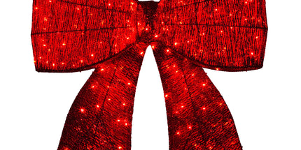 Christabelle Christmas Display Bow 91cm with LED and Twinkle Lights 5 Functions Christmas Festive Decorations Display Big Wired Bow