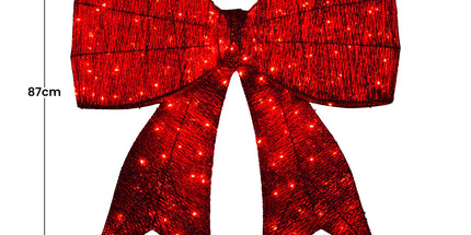 Christabelle Christmas Display Bow 91cm with LED and Twinkle Lights 5 Functions Christmas Festive Decorations Display Big Wired Bow